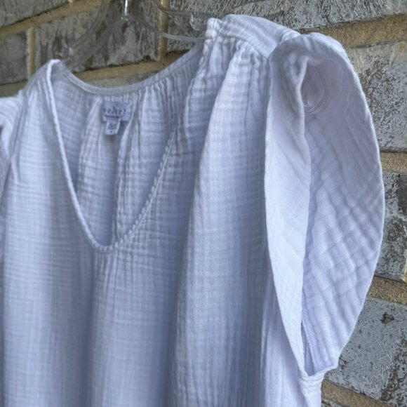 Velvet by Graham & Spencer V-Neck Short Sleeve White Gauze T-Shirt Size M - Picture 6 of 7